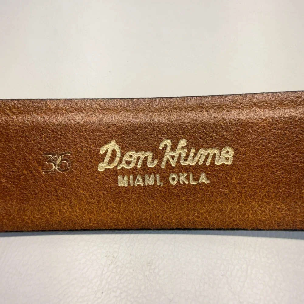 Don Hume Black Leather Belt Solid Brass Buckle Mens Size 36